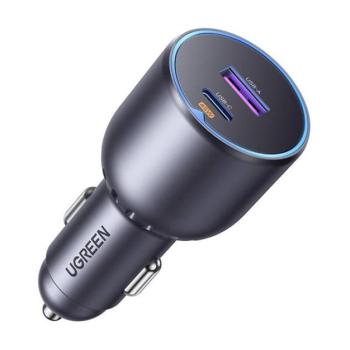 UGREEN EC701 autós töltő USB+Type-C aljzat (63W, PD gyorstöltő 3.0) FEKETE kép