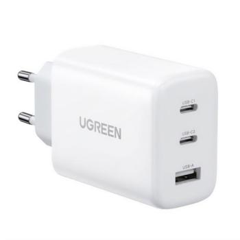 UGREEN hálózati töltő 2 Type-C / USB aljzat (5V / 3A, 65W, PD gyorstöltés támogatás) FEHÉR kép