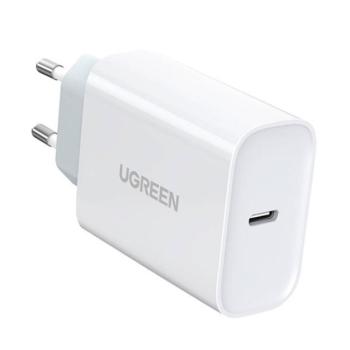 UGREEN hálózati töltő Type-C aljzat (5V / 3A, 30W, PD gyorstöltés támogatás, QC 4.0) FEHÉR kép