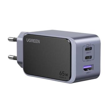 Ugreen Nexode Air 1xUSB-A-2xUSB-C hálózati töltő adapter, 65W, szürke kép