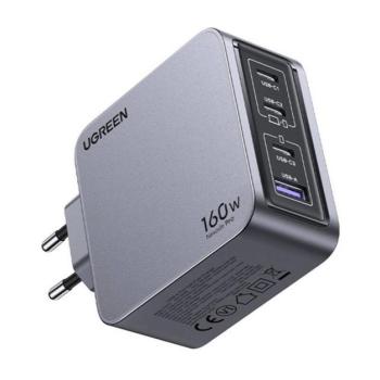 Ugreen Nexode Pro USB-A + 3x USB-C hálózati töltő adapter, GaN, 160W, szürke kép