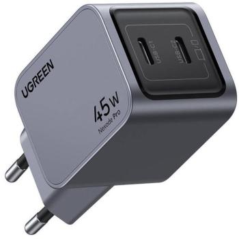 Ugreen Nexode Pro X707 2xUSB-C hálózati töltő, 45W, szürke kép