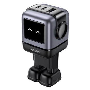 UGREEN NEXODE RG hálózati töltő USB+2 Type-C aljzat (65W, GaN, gyorstöltő, LED kijelző) SÖTÉTSZÜRKE kép