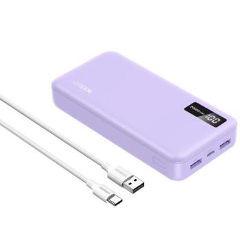 Ugreen PB312 Powerbank / külső akkumulátor, USB-C-2xUSB-A port 20000mAh, 20W, lila kép