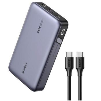 Ugreen PB720 Powerbank / külső akkumulátor, USB-A-2xUSB-C port 20000mAh, 100W, PD, szürke kép