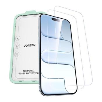 UGREEN SP1142 képernyővédő üveg 2db (2.5D, 0.33mm, 9H + segédkeret) ÁTLÁTSZÓ Apple iPhone Air kép