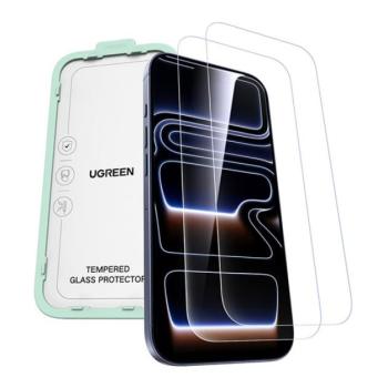 UGREEN SP1144 képernyővédő üveg 2db (2.5D, 0.33mm, 9H + segédkeret) ÁTLÁTSZÓ Apple iPhone 17 Pro kép