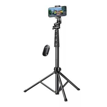 UGREEN szelfibot (univerzális, alumínium tripod állvány, állítható, bluetooth távkioldó, 170cm + távirányító) FEKETE kép