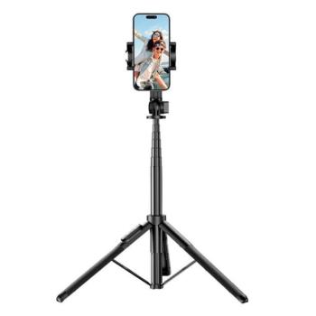 UGREEN szelfibot (univerzális, alumínium tripod állvány, vezeték nélküli, állítható, 150cm) FEKETE kép