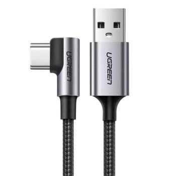 UGREEN US284 adatkábel (USB - Type-C, 15W, gyorstöltő 3.0, 300cm, 90 fokos, cipőfűző) FEKETE kép