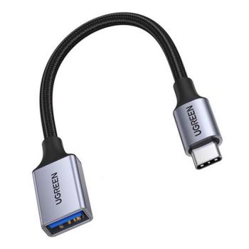 UGREEN US378 adapter kábel (USB aljzat - Type-C, OTG, 15cm, cipőfűző) FEKETE kép