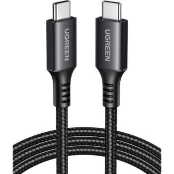 Ugreen US567 USB-C-USB-C töltő-és adatkábel, Nylon, 60W, 3A, 1m, fekete kép