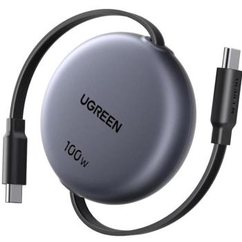 Ugreen USB-C-USB-C behúzható, állítható töltő-és adatkábel automatikus visszatekeréssel, 100W, 1m, fekete kép