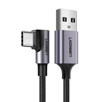 Ugreen USB-C / USB gyorstöltő derékszögű töltő- és adatkábel, 1m, fekete-szürke kép