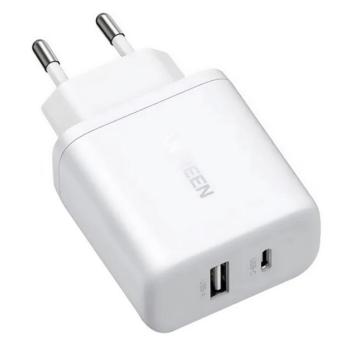 UGREEN X227 hálózati töltő USB+Type-C aljzat (20W, GaN, gyorstöltő) FEHÉR kép