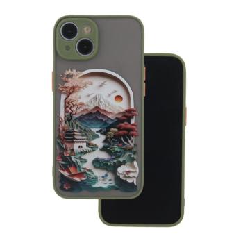 Ultra Trendy tok iPhone 14 - zöld &quot;Travel&quot; mintás kép