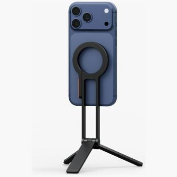 Uniq Arcus MagSafe kompatibilis Selfie bot / Tripod állvány kulcsatartóra akasztható résszel, fekete kép