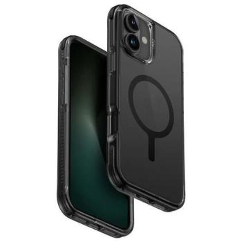 Uniq Combat Magclick Charging tok iPhone 16 Plus - átlátszó fekete szegéllyel kép