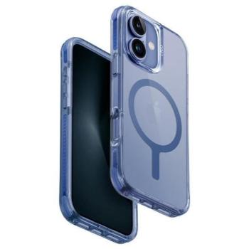 Uniq Combat Magclick Charging tok iPhone 16 Plus - átlátszó kék szegéllyel kép