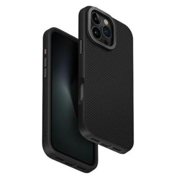 Uniq Keva Apple iPhone 16 Pro Max Magsafe hátlap tok kameravédő peremmel, karbon fekete kép