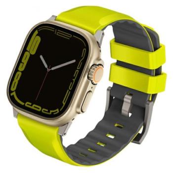 UNIQ óraszíj Linus Apple Watch Series 1/2/3/4/4/5/6/7/8/9/SE/SE2/Ultra/Ultra 2 42/44/45/49mm Airosoft szilikon lime zöld kép
