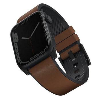 UNIQ óraszíj Straden Apple Watch Series 1/2/3/4/4/5/6/7/8/9/SE/SE2/Ultra/Ultra 2 42/44/45/49mm. Bőr hibrid szíj barna kép