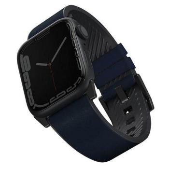UNIQ óraszíj Straden Apple Watch Series 1/2/3/4/4/5/6/7/8/9/SE/SE2/Ultra/Ultra 2 42/44/45/49mm. Bőr hibrid szíj kék kép