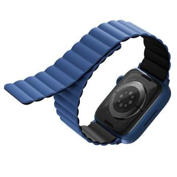 Uniq Revix Apple Watch 44/45/46/49mm mágneses szilikon szíj, állítható, kék-fekete kép