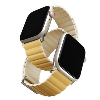 Uniq Revix Premium mágneses szilikon szíj Apple Watch 38/40/41mm, sárga/csont kép