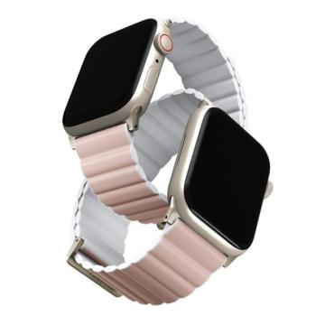 Uniq Revix Premium mágneses szilikon szíj Apple Watch 42/44/45/49mm, rózsaszín/fehér kép