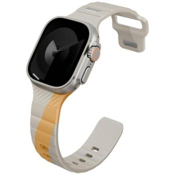 Uniq Stride De Rubber Apple Watch 44/45/46/49mm gumis szilikon szíj, bézs-sárga kép