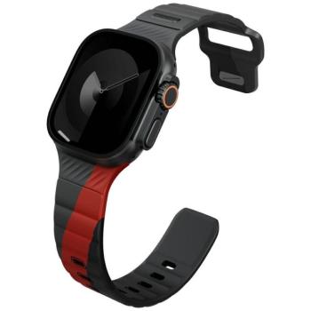 Uniq Stride De Rubber Apple Watch 44/45/46/49mm gumis szilikon szíj, fekete-piros kép