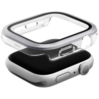 Uniq Voute Apple Watch 11 / Watch 10 46mm műanyag tok, tempered glass kijelzővédő üvegfóliával, ezüst kép