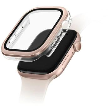Uniq Voute Apple Watch 11 / Watch 10 46mm műanyag tok, tempered glass kijelzővédő üvegfóliával, rozéarany kép