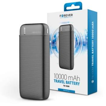 Univerzális hordozható, asztali akkumulátor töltő - Forever TB-100M Power Bank -USB+Type-C+MicroUSB - 10.000 mAh - fekete kép