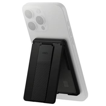 Univerzális kártyatartó, mágneses, asztali tartó funkció, kézpánttal, Uniq Heldro ID, fekete kép