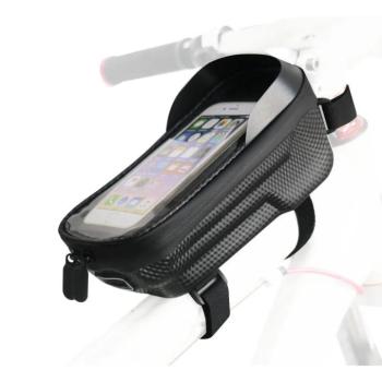 Univerzális, kerékpáros / biciklis tartó, táska, 5 - 6.2&quot;, vázra szerelhető, vízálló, napellenző, FSBFB-451, fekete kép