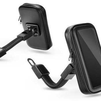 Univerzális kerékpárra/motorkerékpárra szerelhető, por- és cseppálló telefontartó 5.5-6.3&#039;&#039; méretű készülékekhez - fekete kép
