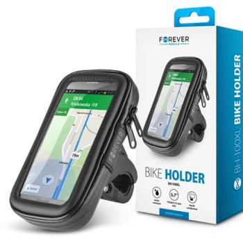 Univerzális kerékpárra szerelhető, por- és cseppálló telefontartó max. 5,7&quot;, méretű készülékekhez - Forever BH-100XL Bike Holder - fekete kép