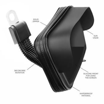 Univerzális motor kormányra szerelhető napellenzős fekete telefon tartó (4,8&quot;-5,5&quot;) kép