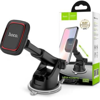 Univerzális műszerfalra/szélvédőre helyezhető mágneses PDA/GSM autós tartó - HOCO CA42 Cool Journey Super Magnetic Car Holder - fekete kép