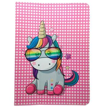 Univerzális TabletPC tok, mappa tok, 9-10&quot;, stand, szivárványos unikornis minta, színes kép