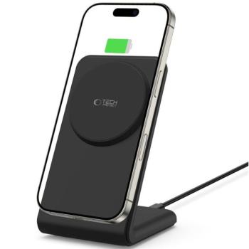 Univerzális vezeték nélküli töltő állomás, Qi Wireless, 15W, asztali tartó, mágneses, MagSafe kompatibilis, Tech-Protect QI15W-A38, fekete kép