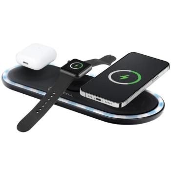 Univerzális vezeték nélküli töltőpad 3in1, Qi Wireless, 15W, Apple iPhone, Apple Airpods, Apple Watch kompatibilis, Forcell F-Energy, fekete kép