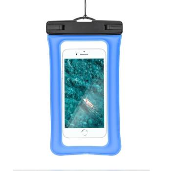 Univerzális vízálló telefontok, átlátszó / kék, tartós szilikon kép