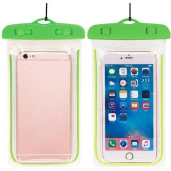 Univerzális vízálló tok, max. 7&quot; méretű készülékekhez, max. 10 méterig, nyakba akasztható, Wooze Waterproof, zöld kép