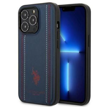 US Polo USHCP14LPFAV iPhone 14 Pro 6,1&quot; gránátvörös/tengerészkék bőr tok varrással kép