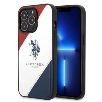 US Polo USHCP14LPSO3 iPhone 14 Pro 6,1&quot; fehér tricolor dombornyomott tok kép