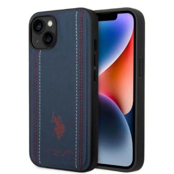 US Polo USHCP14MPFAV iPhone 14 Plus / 15 Plus 6.7&quot; tengerészkék Leather Stitch tok kép