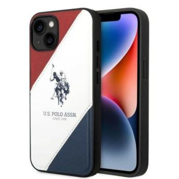 US Polo USHCP14SPSO3 iPhone 14 6,1&quot; fehér Tricolor dombornyomott tok kép